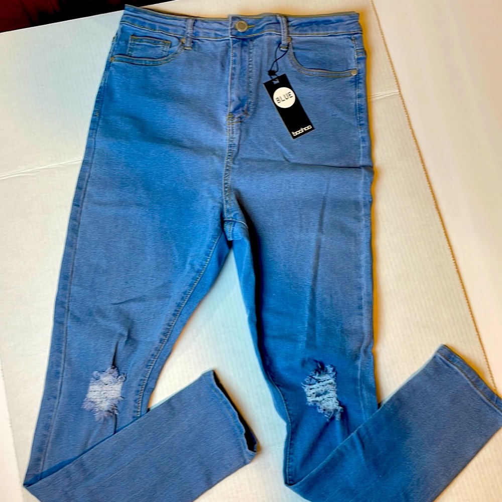 BOOHOO high waisted skinny jeans in tall